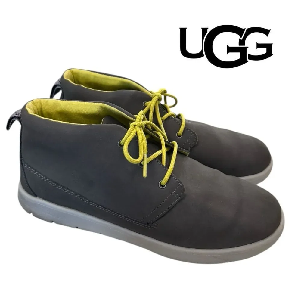 UGG Treadlite Kids Gray Neon Chukka Shoes Boots 5